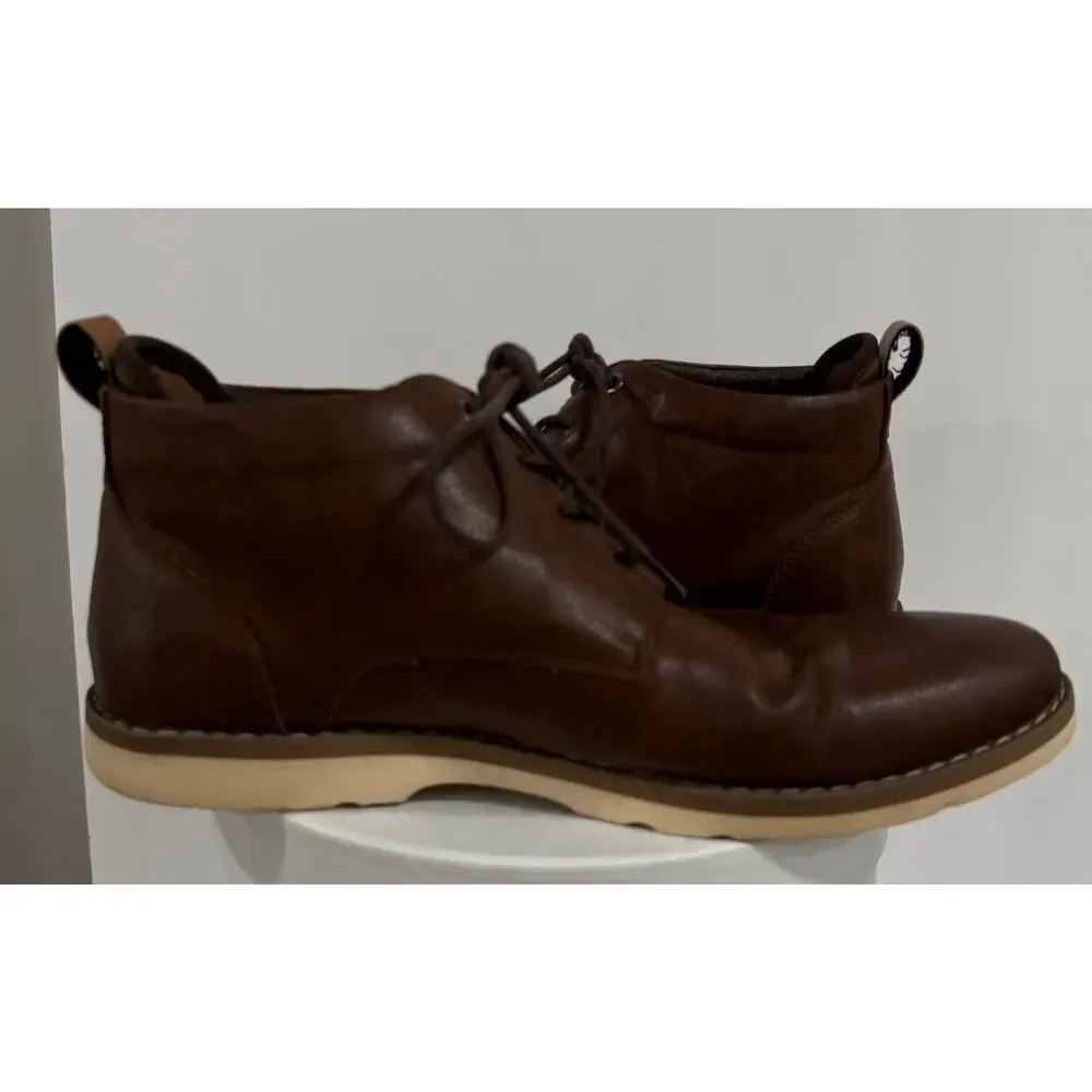 Steve Madden Leather Chukka Boots Men's US 9 Brown Lace Up Casual Ankle Shoes